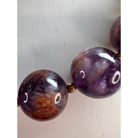NEW Cacoxenite in amethyst graduated beaded necklace with gold vermeil - Picture 10 of 12
